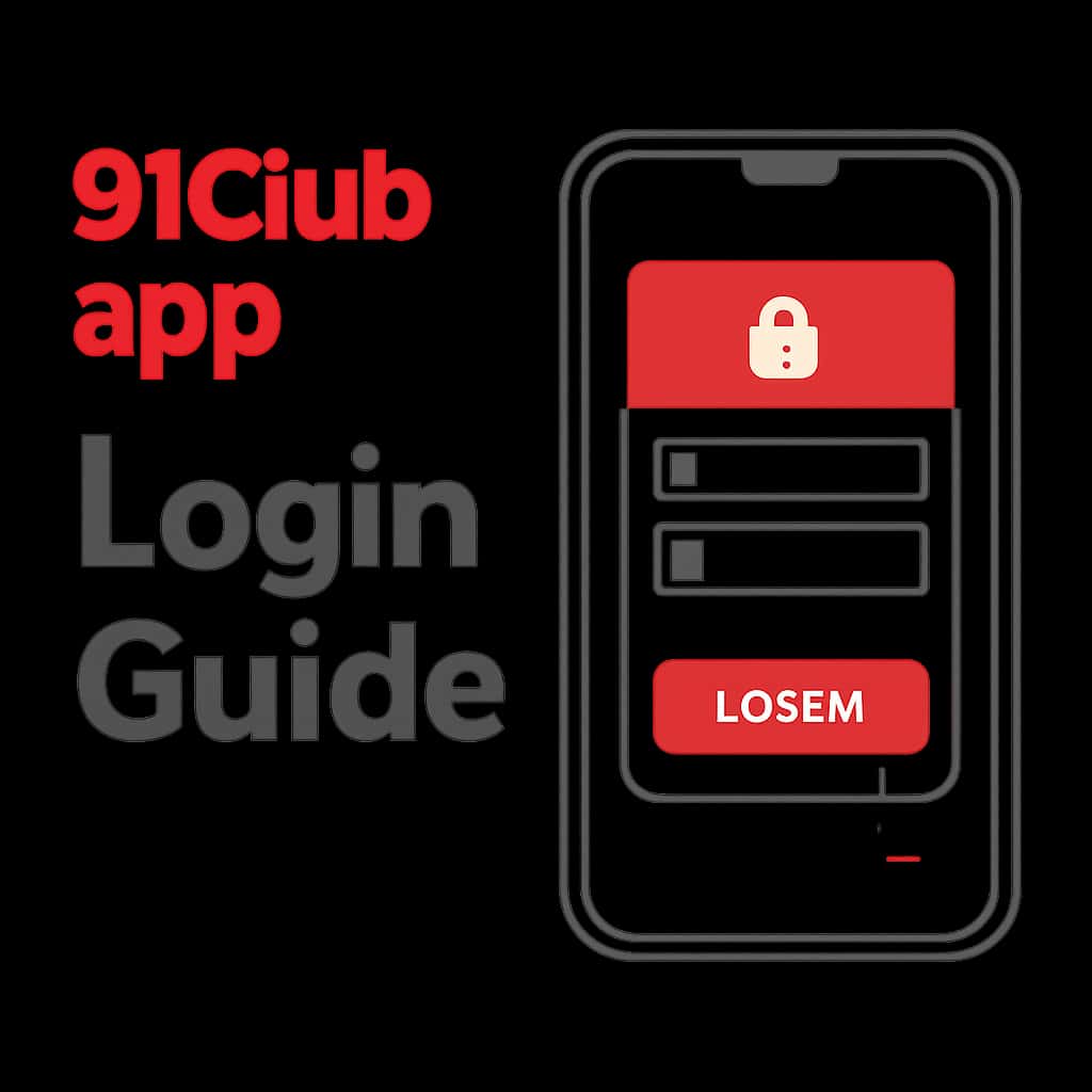 An educational illustration showing login steps for the 91Club app.