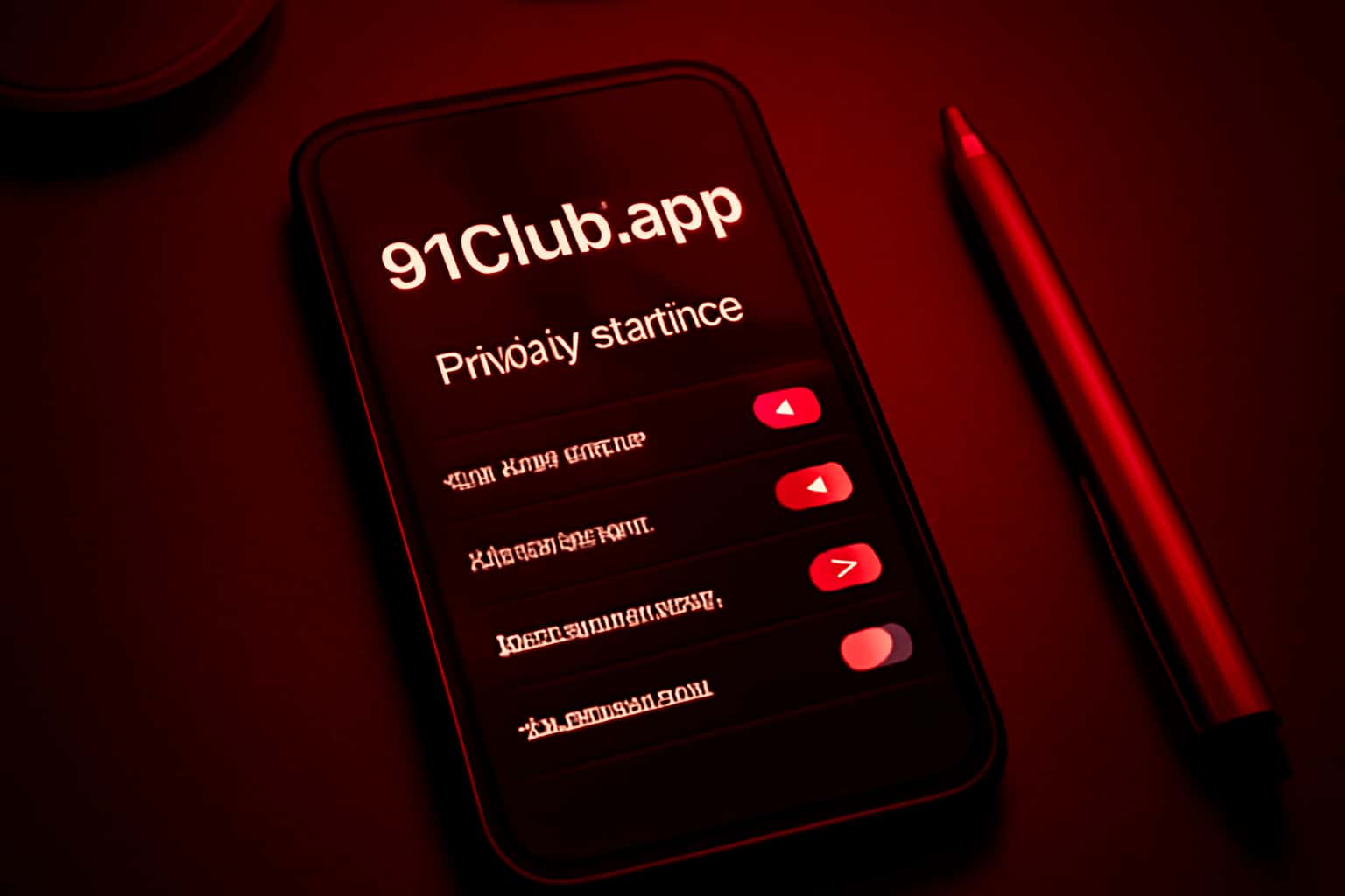 An informational scene depicting the privacy settings of the 91Club app.