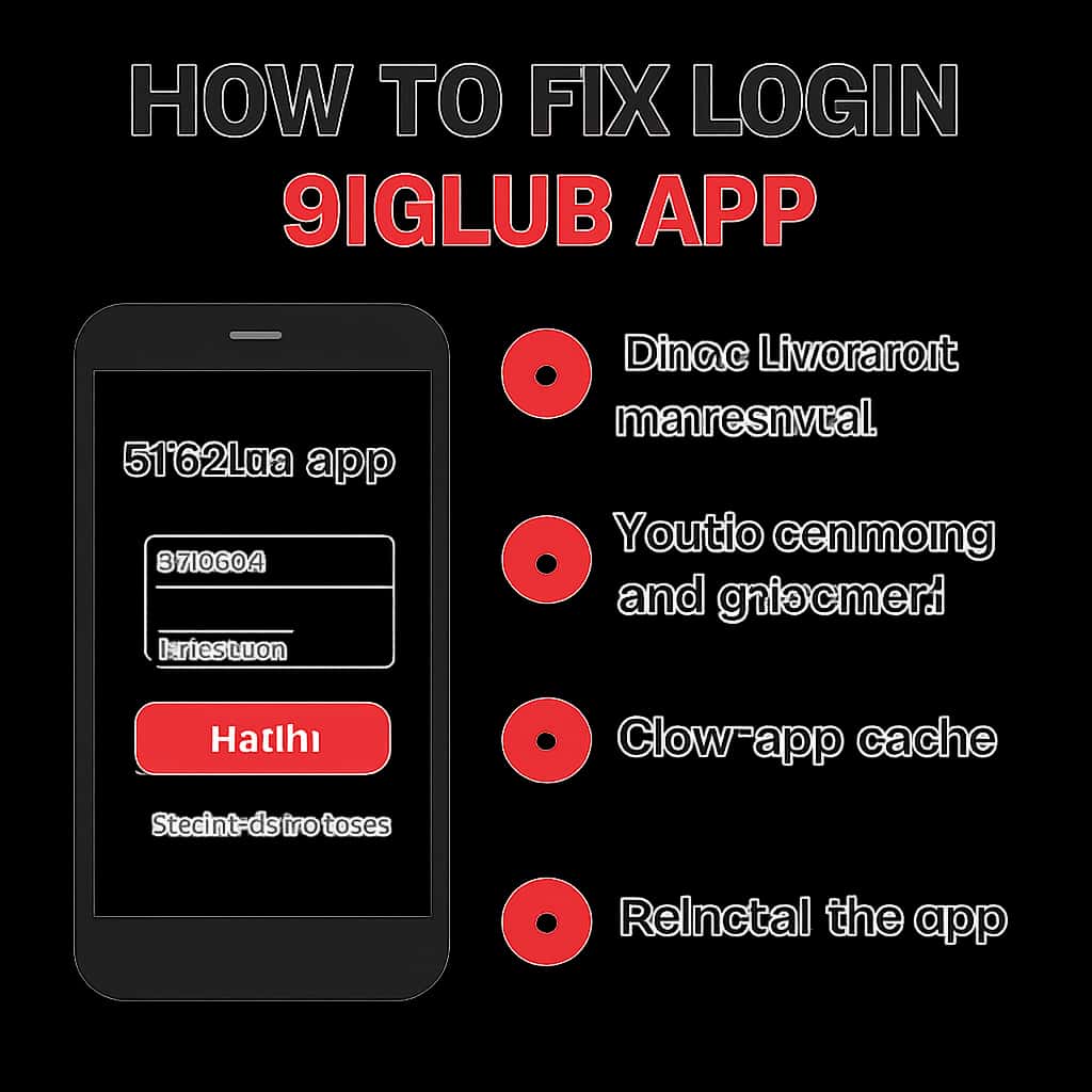 An educational illustration detailing steps to resolve login issues for the 91Club app.